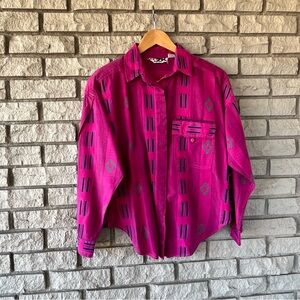 KZK Limited 90’s era Fuchsia Southwestern Print Button Down Size Large